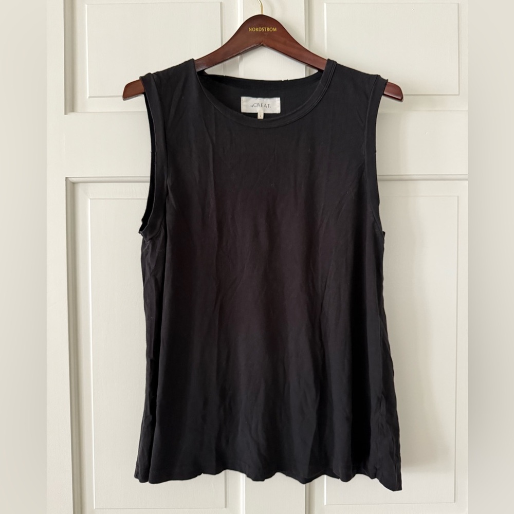 THE GREAT. Classic Black Muscle Tee